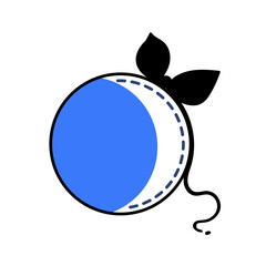 Hand drawn logo black and white of moon, bow, stitch, sewing. Vector illustration. Elements in graphic style label, card, sticker, menu, package. Engraved style illustration.