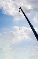 concept image crane on blue background