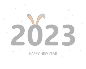 Chinese new year 2023. Happy new year vector illustration. Funny rabbit ears