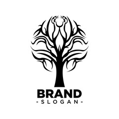 Obraz premium tree trunk logo. classic vintage logo with tree trunk concept