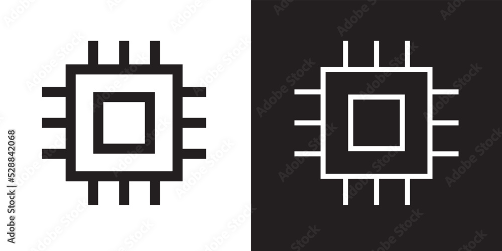 Poster Simple ai circuit chip outline style icon design vector. Artificial intelligence symbol illustration.	
