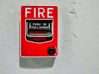 Indoor fire alarm box mounted on the wall. - 528842025