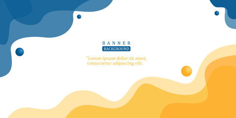 Obraz premium banner background with waves blue and yellow space for text