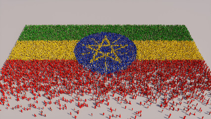 Ethiopian Banner Background, with People coming together to form the Flag of Ethiopia.