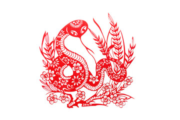 Chinese paper cut of snake for Chinese New Year ( Spring Festival )