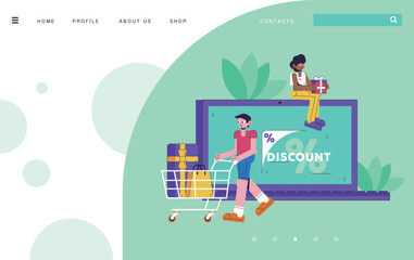 Shopping Illustration - Website banner mockup