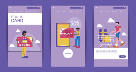 Shopping Illustration - Interface design set elements app banner