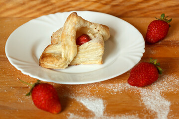 Homemade cake with strawberries