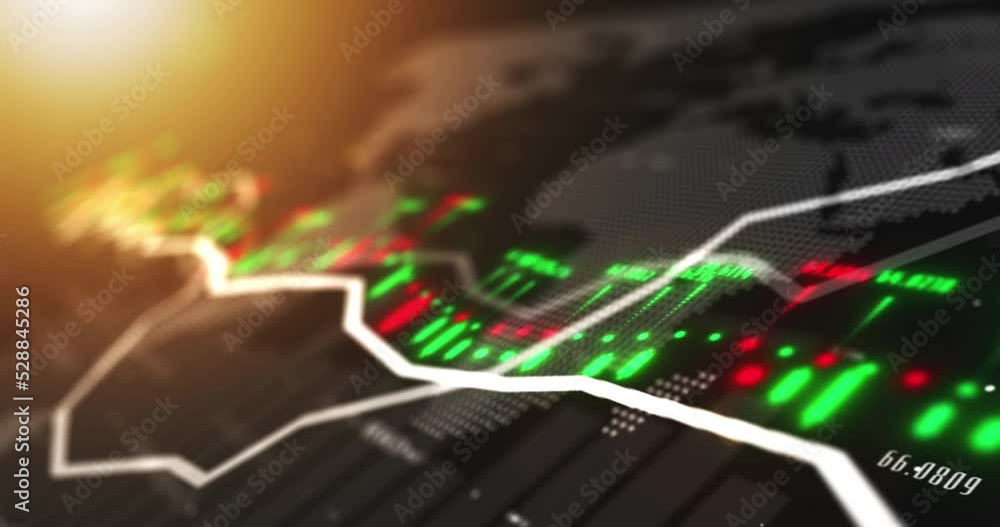 Aufkleber stock market, forex and futuristic data with chart design and 3d light pattern for finance, cryptocu