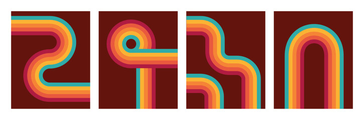 Naklejka premium Retro Vintage Funky Background Design. Colorful Geometric Stylish Poster Vector Illustration.