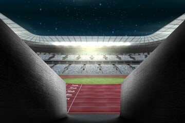 Illuminated olympic stadium - obrazy, fototapety, plakaty