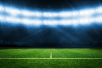 Football pitch under blue lights