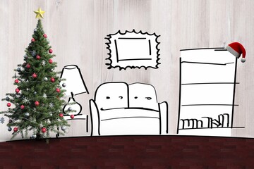 Living room sketch at christmas
