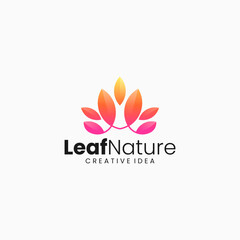 Vector Logo Illustration Leaf Nature Gradient Colorful Style.