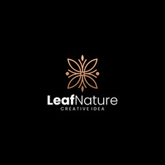 Vector Logo Illustration Leaf Nature Line Art Gradient Style.