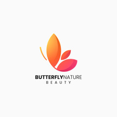 Vector Logo Illustration Butterfly Gradient Colorful Style.