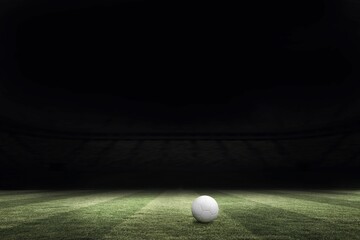Football pitch at night with ball