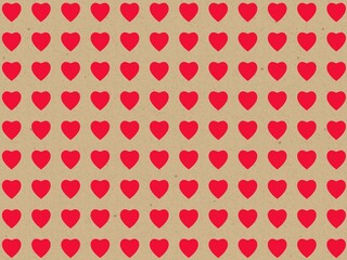 seamless red hearts pattern on kraft paper