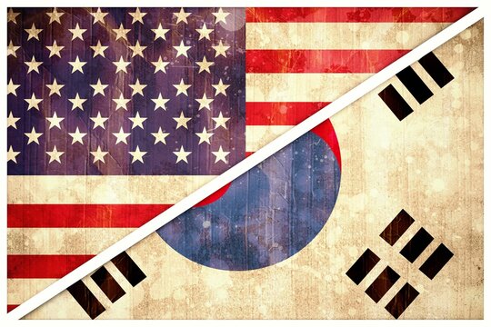 South Korean and American flags