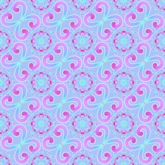 Abstract floral seamless ornament. Abstract blue and purple pattern. Design for decorating,background, wallpaper, illustration, fabric, clothing, batik, carpet, embroidery.