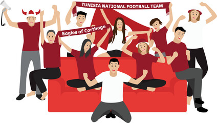 Obraz premium Tunisia Football Fans Watching TV