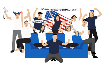 USA Football Fans Watching TV