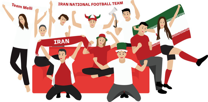 Cheerful Football Fans From Iran 