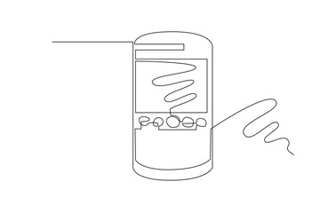simple line illustration of gadget. One line concept of hand phone, mobile phone, and telephone.