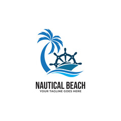 Nautical Beach logo vector template.