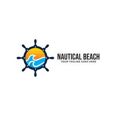Nautical Beach logo vector template.