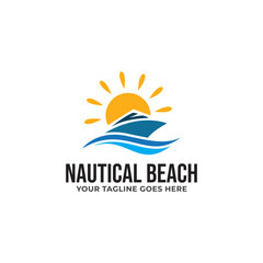 Nautical Beach logo vector template.
