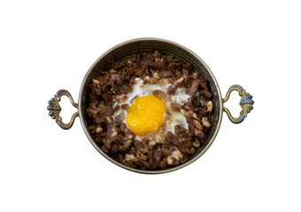 Fried egg. fried egg on a frying pan.