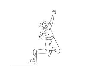 simple line illustration of winner celebration. one line concept of winner in sport or tournament and gold medal and first champion celebration.