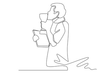 simple line illustration of winner celebration. one line concept of winner in sport or tournament and gold medal and first champion celebration.