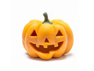 halloween pumpkin on isolated white background, front view