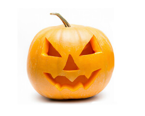 halloween pumpkin on isolated white background, front view