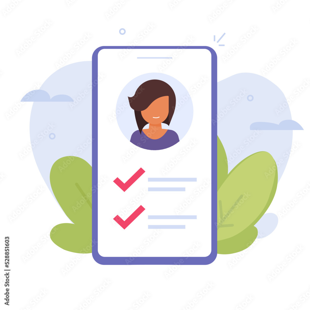 Poster vote survey online assessment of person user profile on phone vector or customer account verify grap