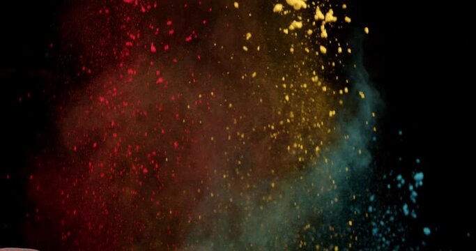 Red, Orange and Blue Povder is Exploding