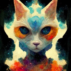Meow In The Space Abstract