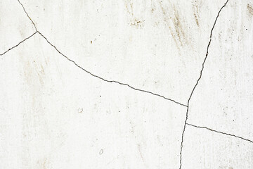 Old white concrete wall with cracks for the background.