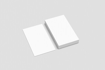 Vertical business card, greeting card, invitation card mockup. Blank space 3D rendering illustration object. 