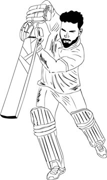 Plain sketches of the cricket players Illustration of the plain sketches  of the cricket players on a white background  CanStock