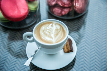 Obraz premium Coffee day shot, Photo is selective focus with shallow depth of field. Taken at Cairo Egypt on 18 November 2016.