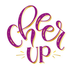 Fototapeta premium Cheer up pink and gold lettering. Vector illustration