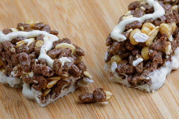 Delicious and nutritious chocolate Breakfast Bar isolated on a white background