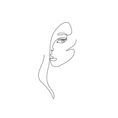 Abstract portrait, continuous line drawing, face of the girl is a single line on a white background, vector illustration. Tattoo, print and logo design for a spa or beauty salon.