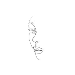 Woman face silhouette. Beautiful girl line art. isolated vector illustration, tattoo, print and logo design, continuous line drawing. Single line on a white background
