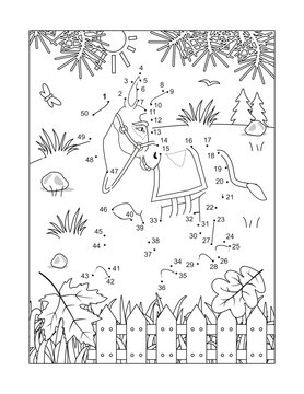 Donkey dot-to-dot and coloring page activity sheet
