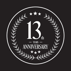 Luxury 13th years anniversary vector icon, logo. Graphic design element