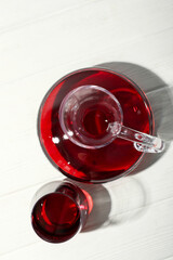 Concept of delicious alcohol drink, wine, top view